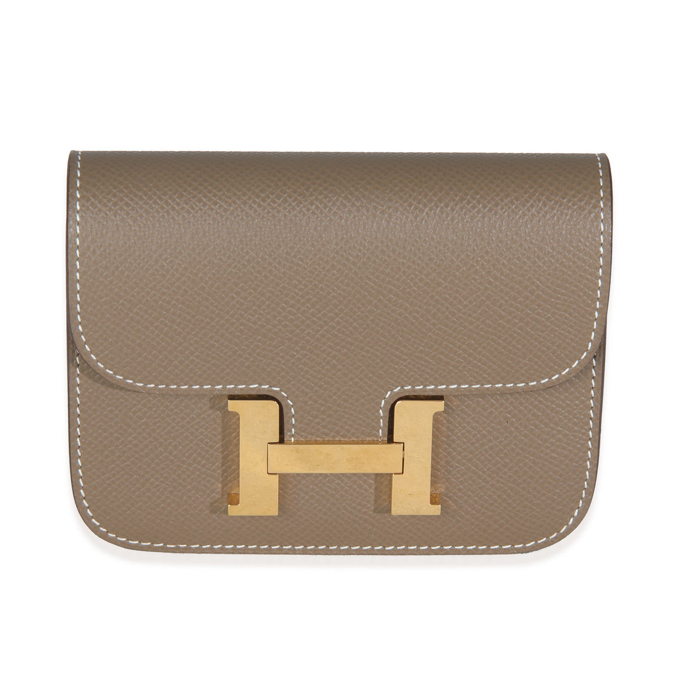 Hermès Etoupe Epsom Constance Slim Wallet Ghw Gray Leather