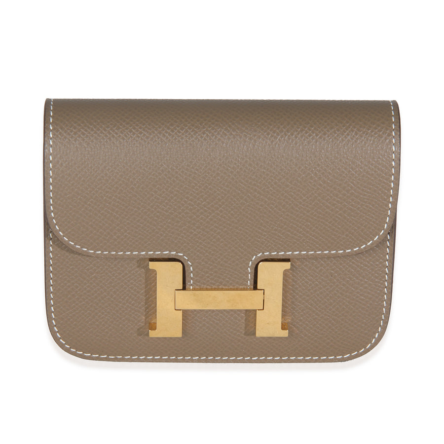 Hermès Etoupe Epsom Constance Slim Wallet Ghw Gray Leather