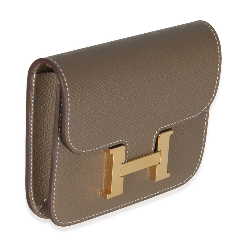 Hermès Etoupe Epsom Constance Slim Wallet Ghw Gray Leather