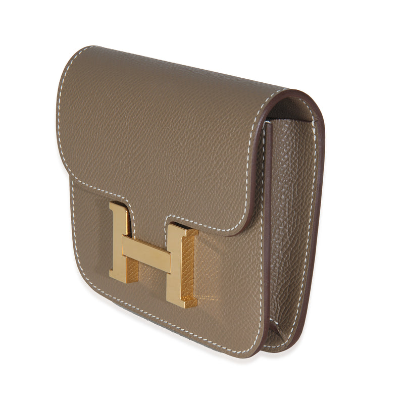 Hermès Etoupe Epsom Constance Slim Wallet Ghw Gray Leather