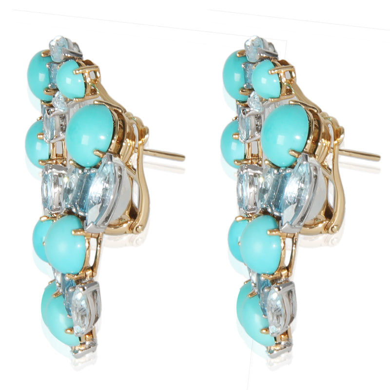 Etho Maria White Gold & Yellow Turquoise And Blue Topaz Hoop Earrings 18k