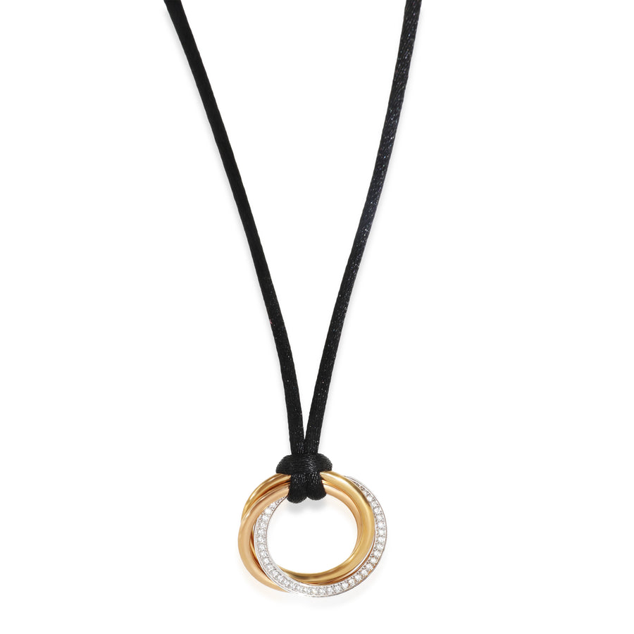 Cartier 3-Tone Gold Diamond Medium Model Trinity Necklace 18k