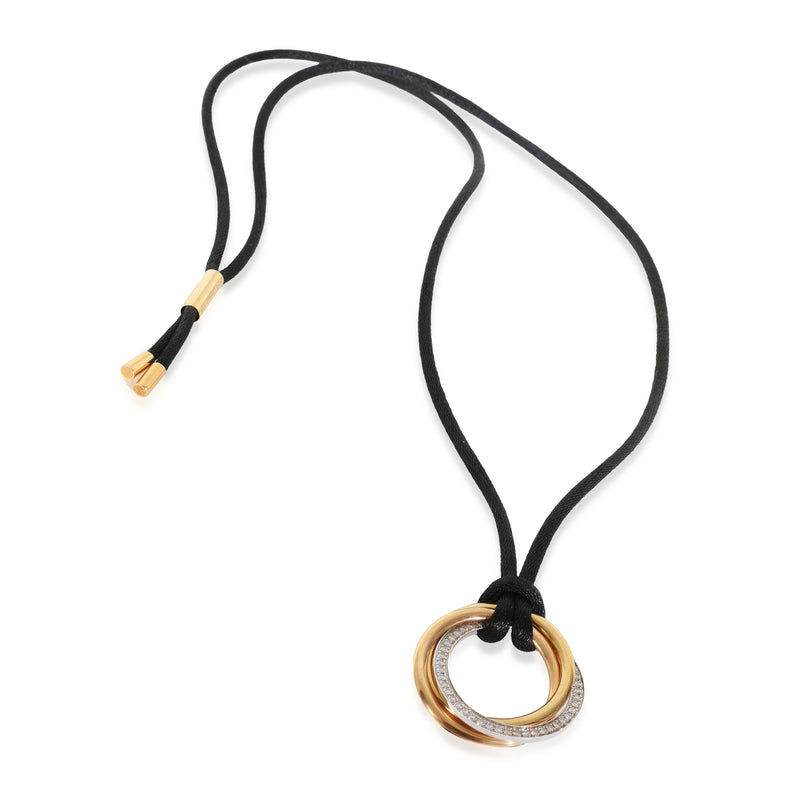 Cartier 3-Tone Gold Diamond Medium Model Trinity Necklace 18k