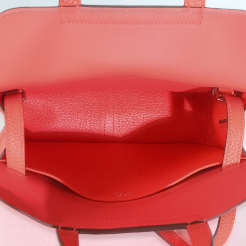 Hermès Rose Texas Clemence Halzan 25 Phw Pink Leather Handbag