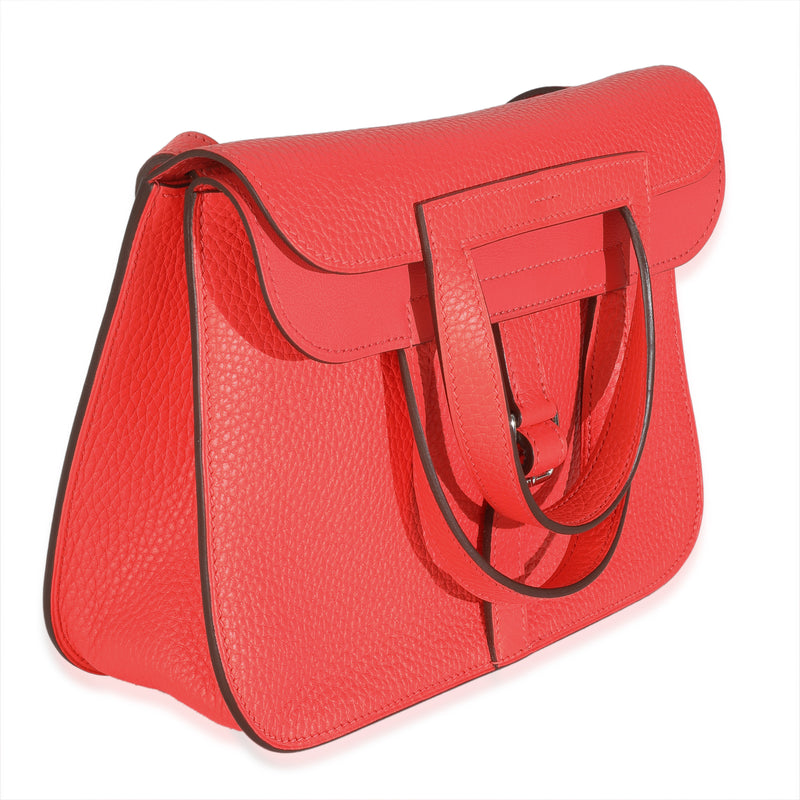 Hermès Rose Texas Clemence Halzan 25 Phw Pink Leather Handbag
