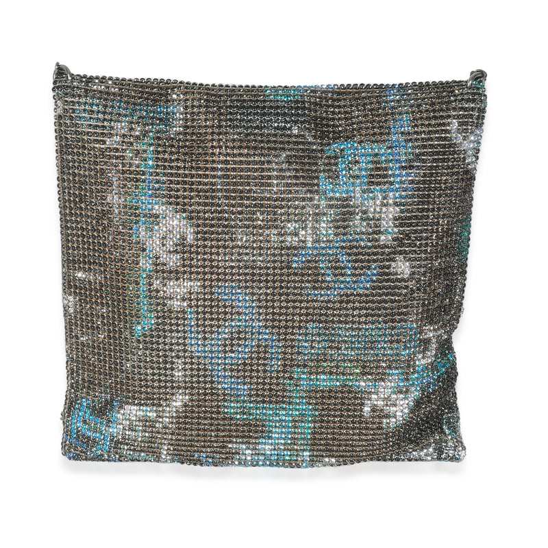 Chanel Silver Blue Graffiti Cc Chainmail Flap Bag Blue; Embellished Handbag