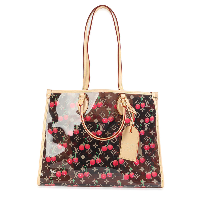 Louis Vuitton X Tm Monogram Cherry Crystal Onthego Gm Brown; Red Leather; Plastic/rubber Handbag