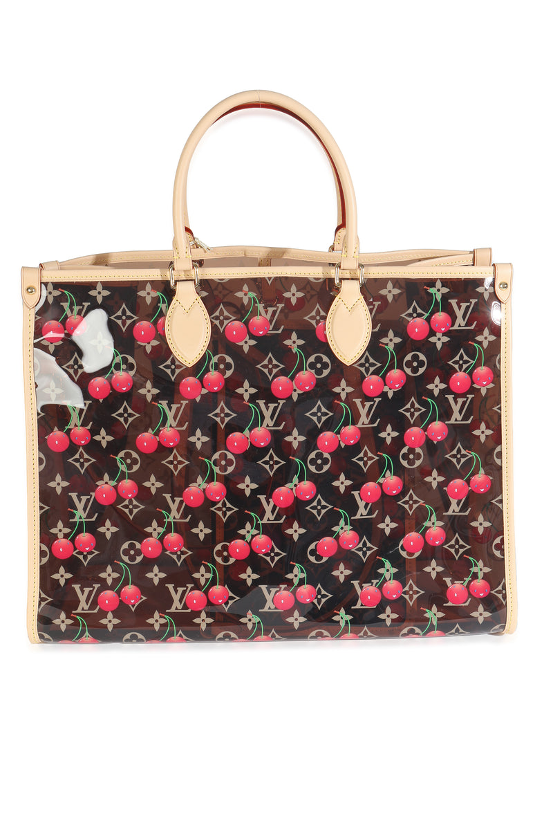 Louis Vuitton X Tm Monogram Cherry Crystal Onthego Gm Brown; Red Leather; Plastic/rubber Handbag