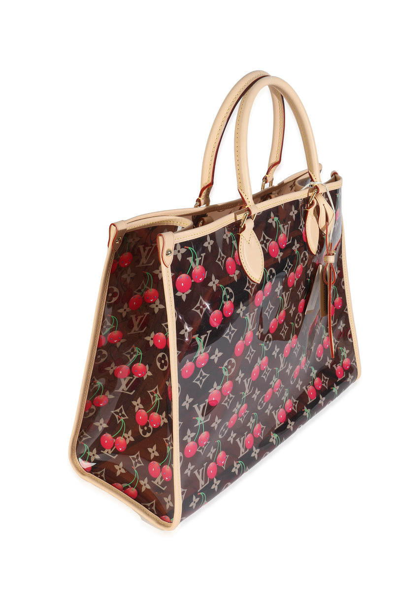 Louis Vuitton X Tm Monogram Cherry Crystal Onthego Gm Brown; Red Leather; Plastic/rubber Handbag