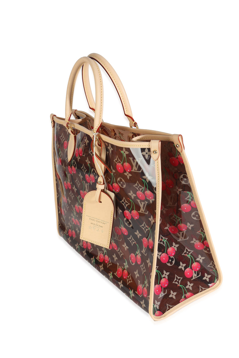 Louis Vuitton X Tm Monogram Cherry Crystal Onthego Gm Brown; Red Leather; Plastic/rubber Handbag