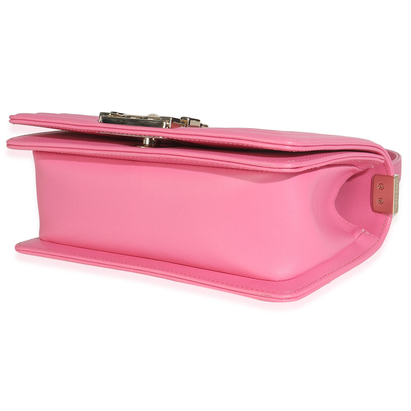 Chanel Pink Lambskin Lizard Small Boy Bag Exotic; Leather Handbag