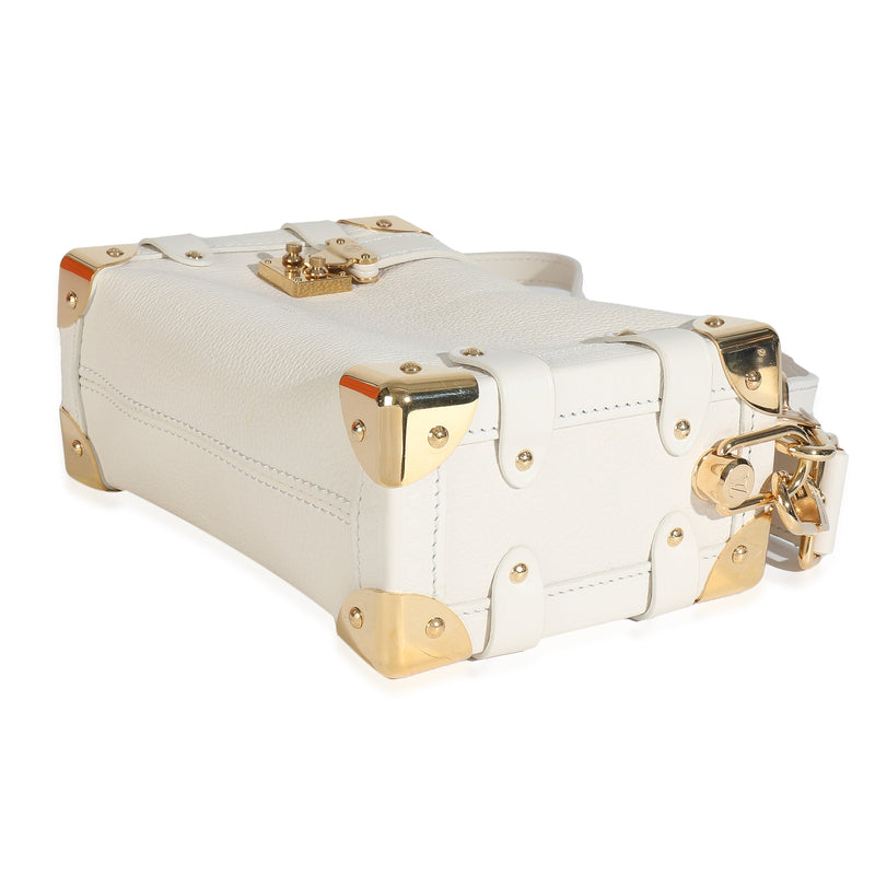 Louis Vuitton Chalk Grained Calfskin Side Trunk Pm Neutral; White Leather Handbag