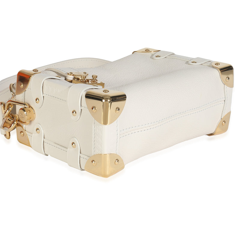 Louis Vuitton Chalk Grained Calfskin Side Trunk Pm Neutral; White Leather Handbag