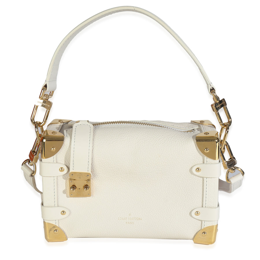 Louis Vuitton Chalk Grained Calfskin Side Trunk Pm Neutral; White Leather Handbag