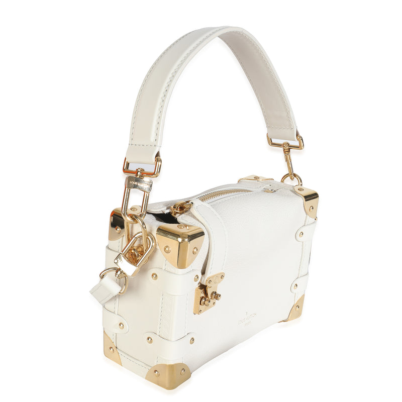 Louis Vuitton Chalk Grained Calfskin Side Trunk Pm Neutral; White Leather Handbag