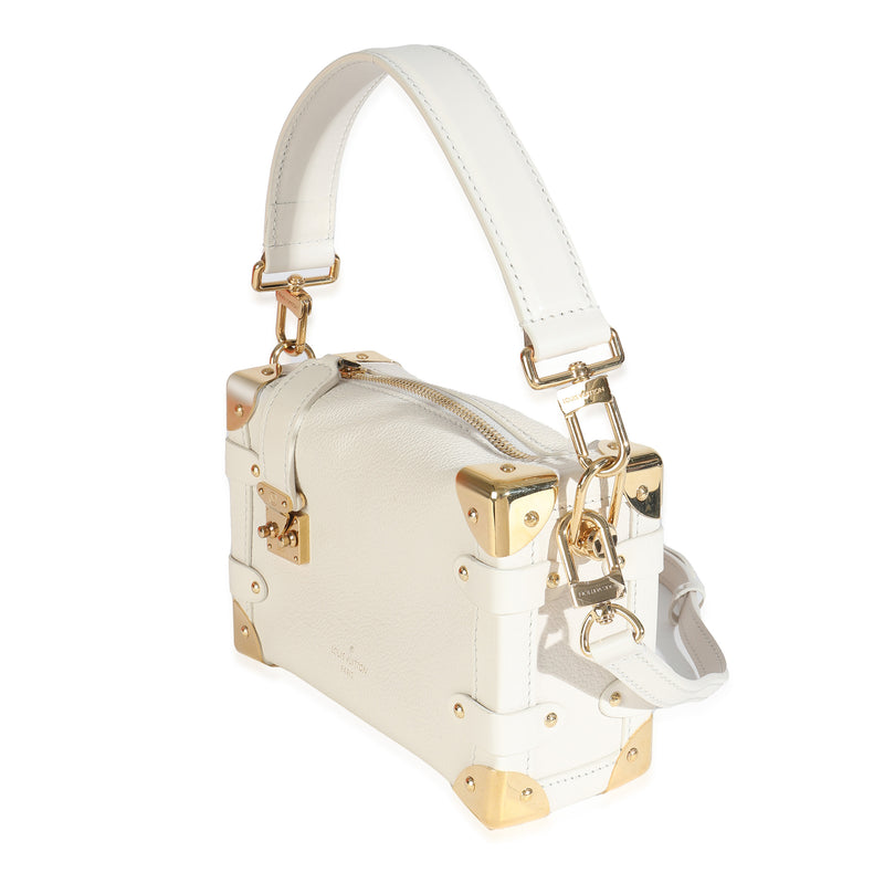 Louis Vuitton Chalk Grained Calfskin Side Trunk Pm Neutral; White Leather Handbag