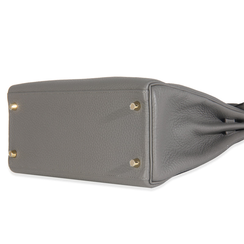 Hermès Etain Clemence Retourne Kelly 28 Ghw Gray Leather Handbag