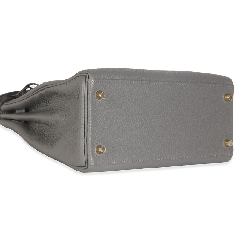Hermès Etain Clemence Retourne Kelly 28 Ghw Gray Leather Handbag