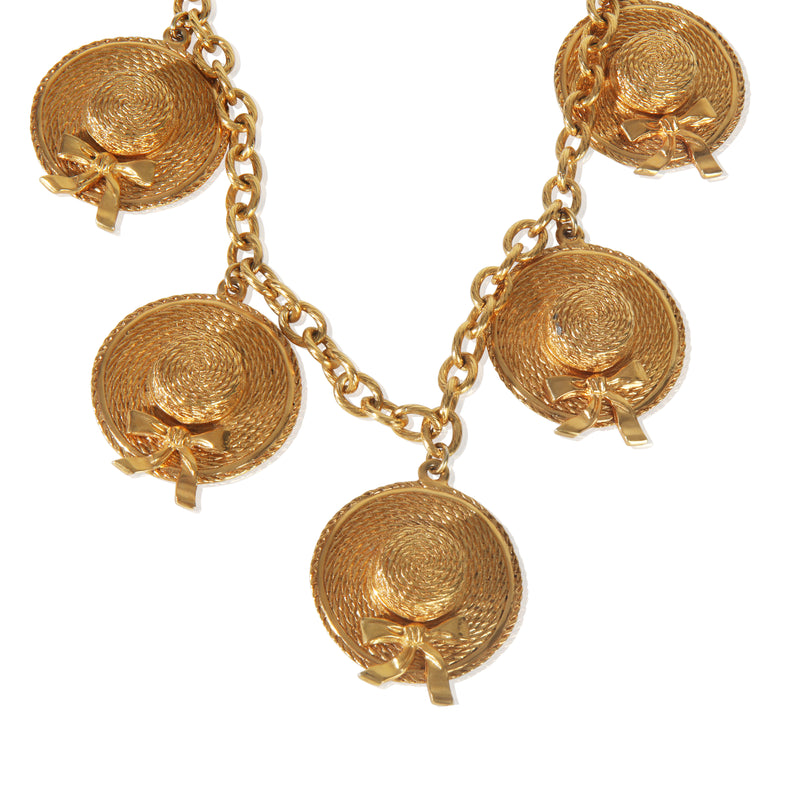 Chanel Gold-Plated Vintage Sunhat Charm Necklace