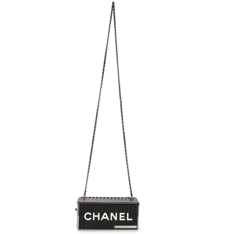 Chanel 18a Black Lucite Paris Hamburg Minaudiere Shipping Container Clutch Plastic Handbag