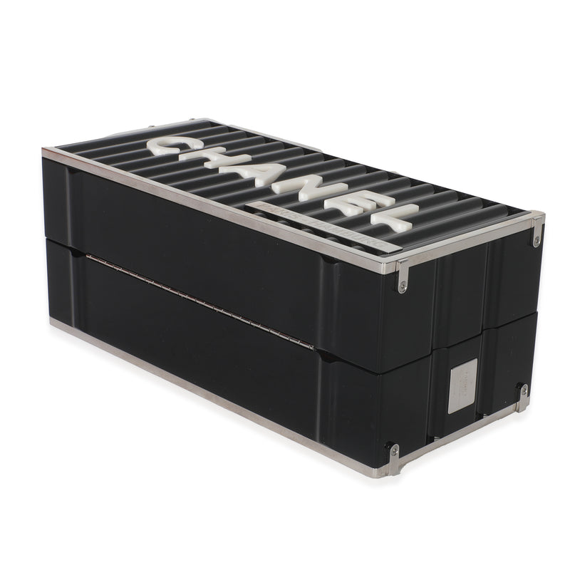 Chanel 18a Black Lucite Paris Hamburg Minaudiere Shipping Container Clutch Plastic Handbag