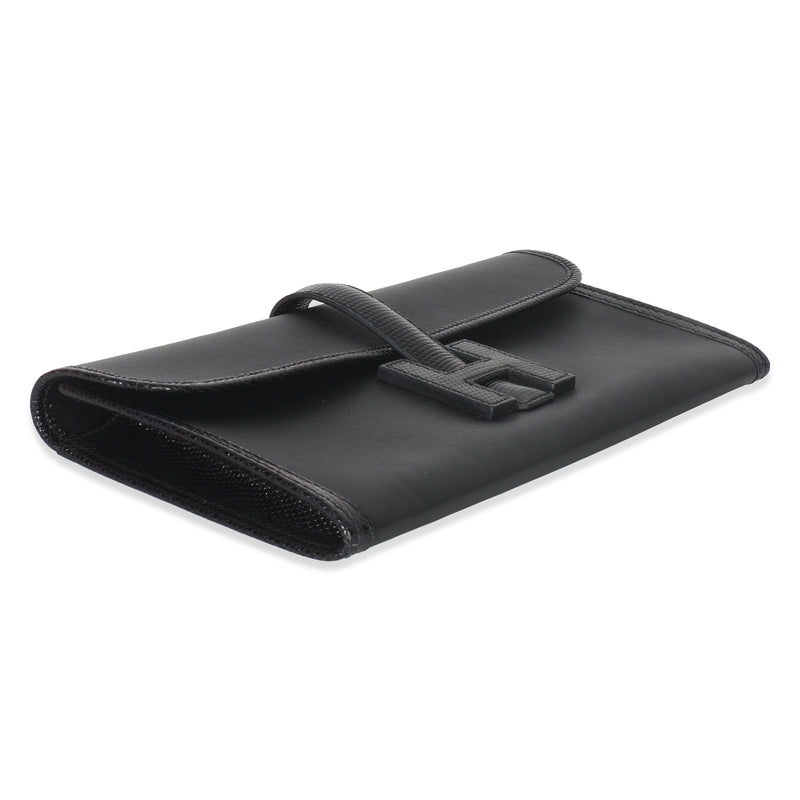 Hermès Black Swift Lizard Jige Elan Touch 29 Leather Handbag