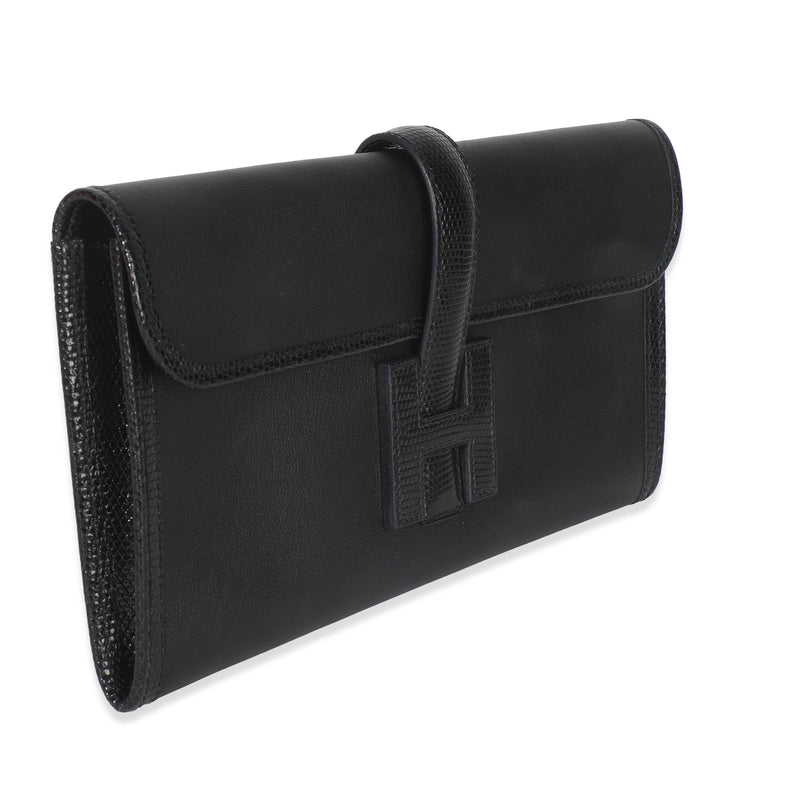 Hermès Black Swift Lizard Jige Elan Touch 29 Leather Handbag
