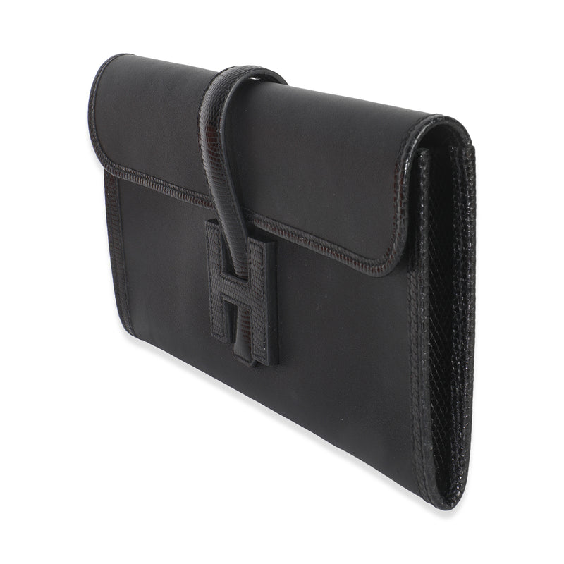 Hermès Black Swift Lizard Jige Elan Touch 29 Leather Handbag