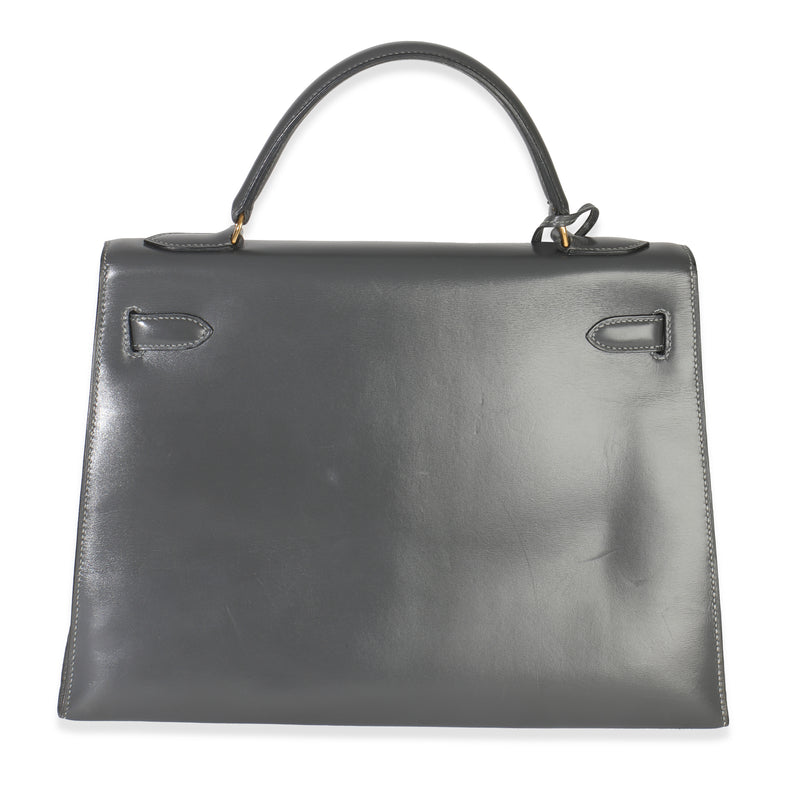 Hermès Ardoise Box Sellier Kelly 32 Ghw Gray Leather Handbag