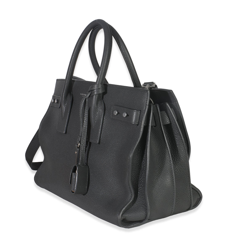 Saint Laurent Grey Grained Calfskin Small Souple Sac De Jour Gray Leather Handbag