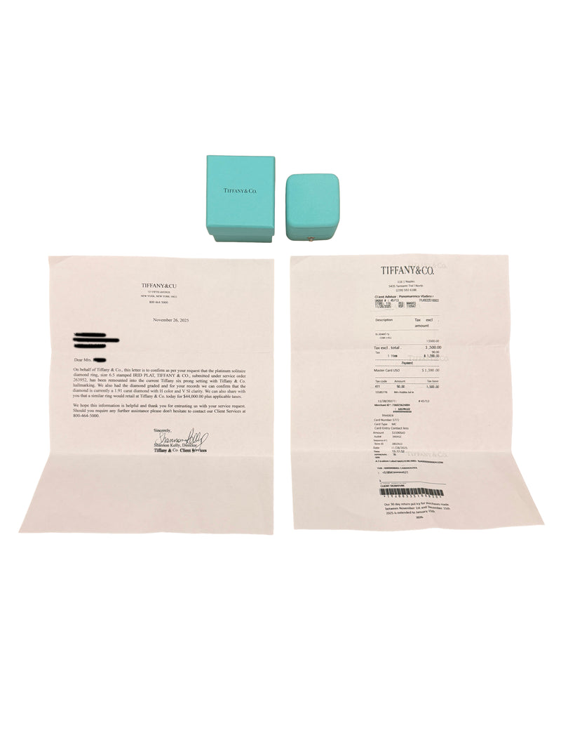 Tiffany & Co. 1.91 Ct Round Brilliant Diamond Engagement Ring 950