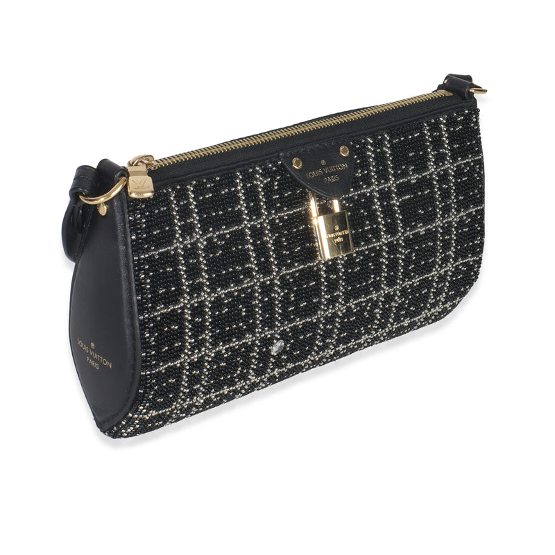 Louis Vuitton Black White Beaded Pochette Tirette Black; Silver Embellished; Other Handbag