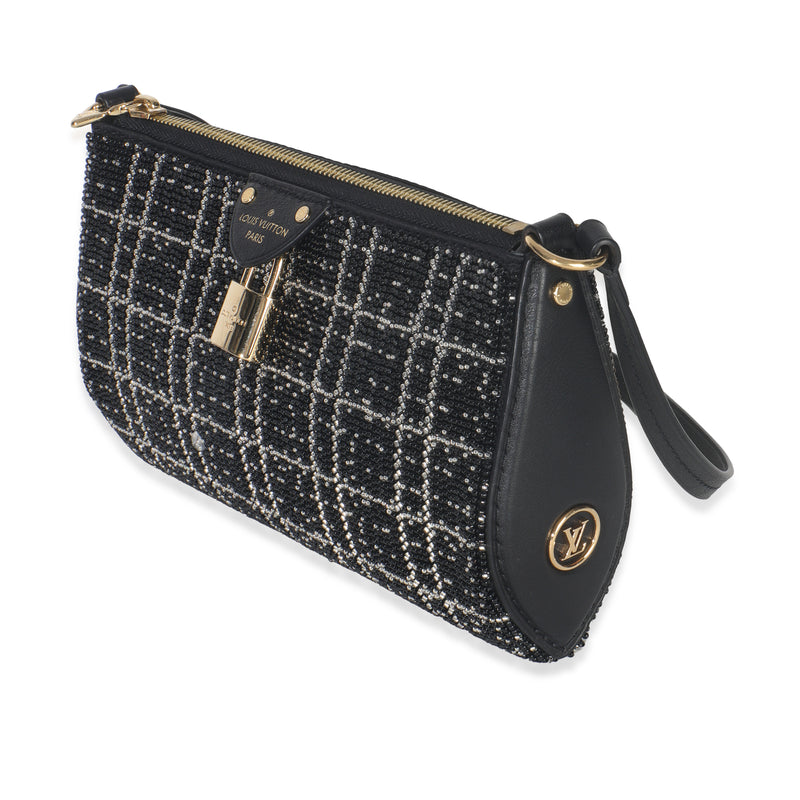 Louis Vuitton Black White Beaded Pochette Tirette Black; Silver Embellished; Other Handbag
