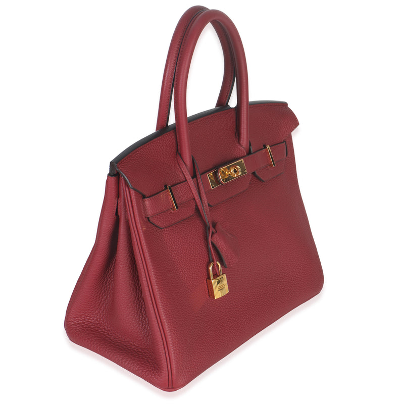 Hermès Rouge Grenat Togo Birkin 30 Ghw Red Leather Handbag