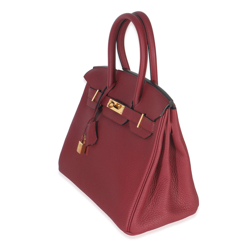 Hermès Rouge Grenat Togo Birkin 30 Ghw Red Leather Handbag