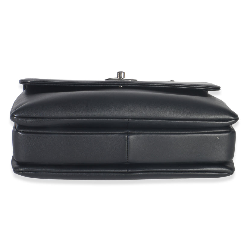 Chanel Black Smooth Calfskin Small Trendy Cc Flap Dual Handle Bag Leather Handbag