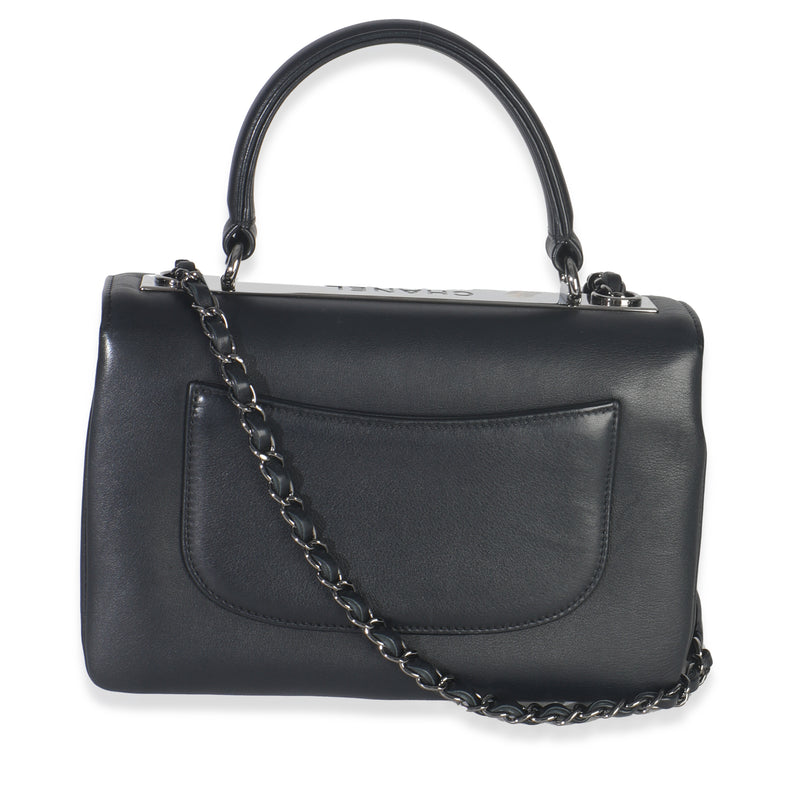 Chanel Black Smooth Calfskin Small Trendy Cc Flap Dual Handle Bag Leather Handbag