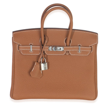 Hermès Gold Togo Birkin 25 Phw Beige Leather Handbag
