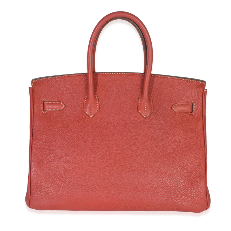 Hermès Sanguine White Clemence Verso Birkin 35 Phw Pink Leather Handbag