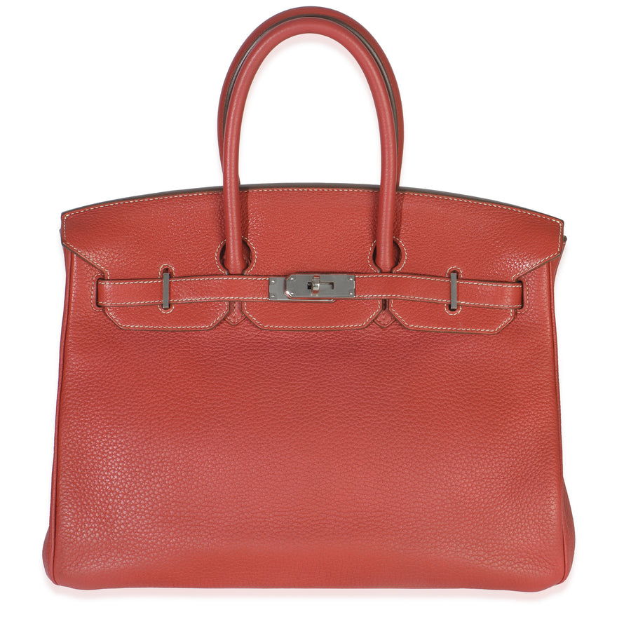 Hermès Sanguine White Clemence Verso Birkin 35 Phw Pink Leather Handbag