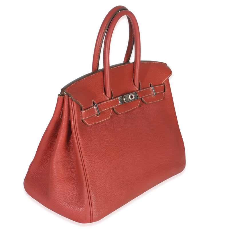 Hermès Sanguine White Clemence Verso Birkin 35 Phw Pink Leather Handbag