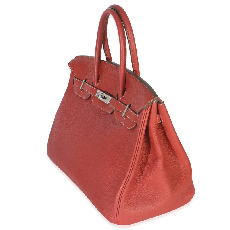 Hermès Sanguine White Clemence Verso Birkin 35 Phw Pink Leather Handbag