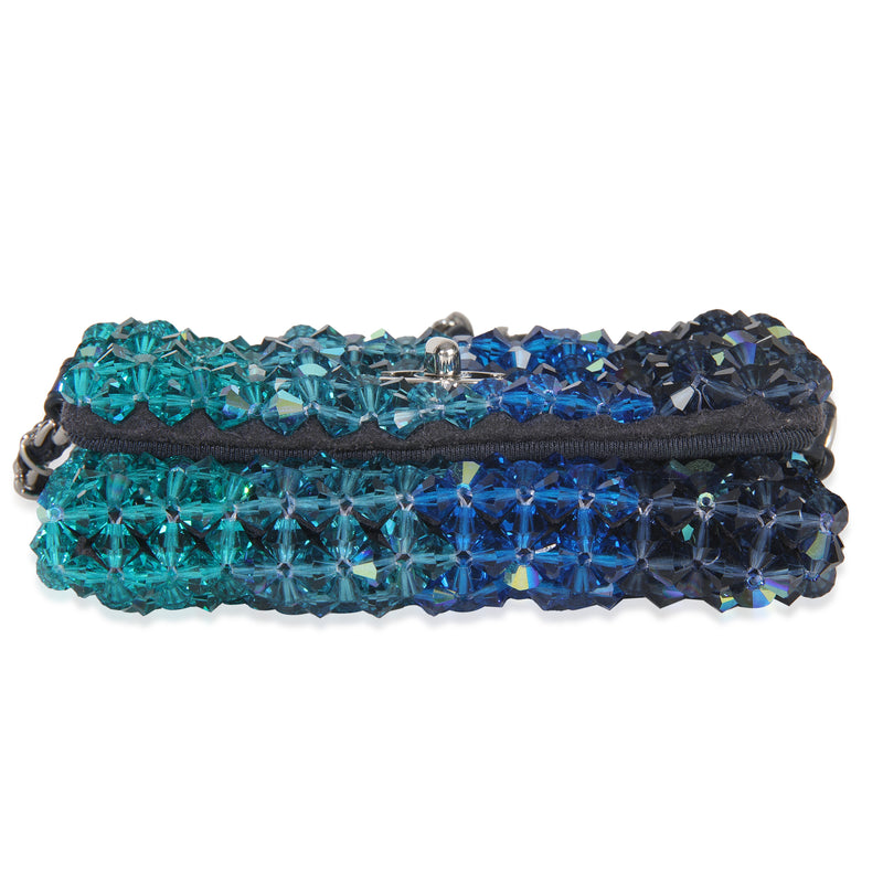 Chanel Blue Ombre Beaded Micro Clutch On Chain Embellished Handbag