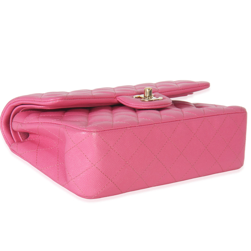 Chanel 22p Pink Quilted Caviar Small Classic Double Flap Bag Leather Handbag