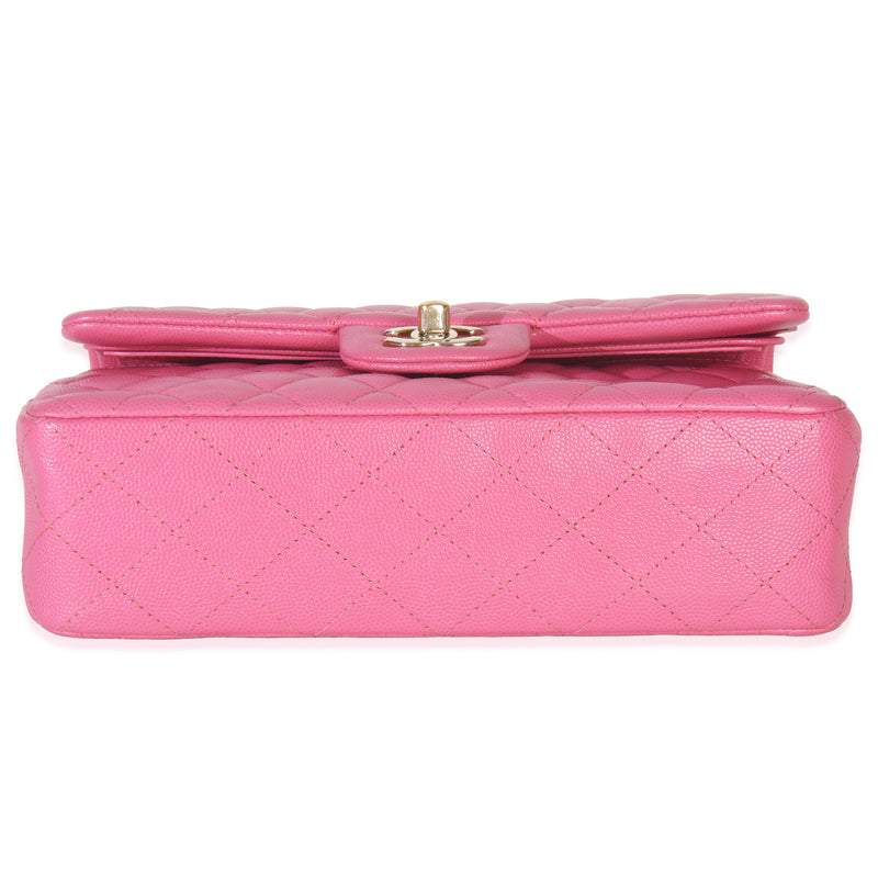 Chanel 22p Pink Quilted Caviar Small Classic Double Flap Bag Leather Handbag
