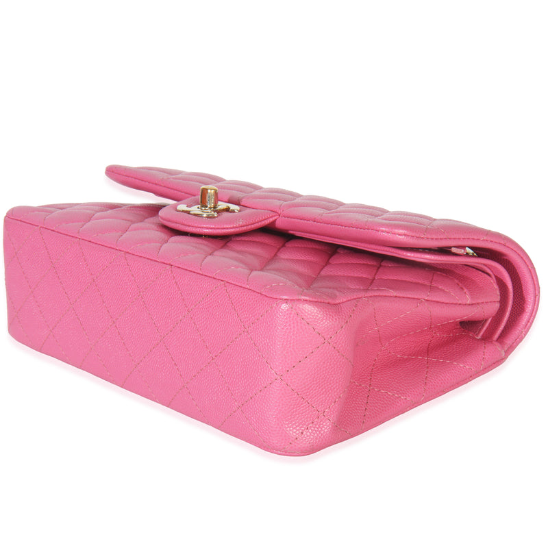 Chanel 22p Pink Quilted Caviar Small Classic Double Flap Bag Leather Handbag
