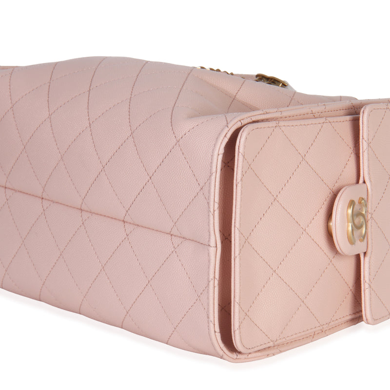 Chanel Pink Quilted Caviar Small 25 Hobo Handbag Leather