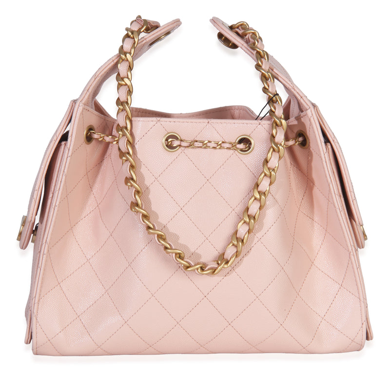 Chanel Pink Quilted Caviar Small 25 Hobo Handbag Leather