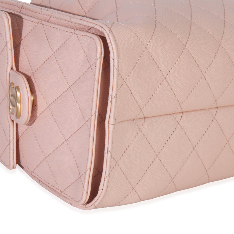 Chanel Pink Quilted Caviar Small 25 Hobo Handbag Leather