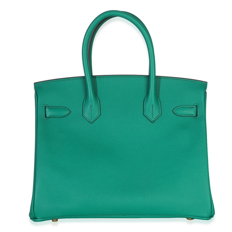 Hermès Vert Jade Epsom Birkin 30 Ghw Green Leather Handbag